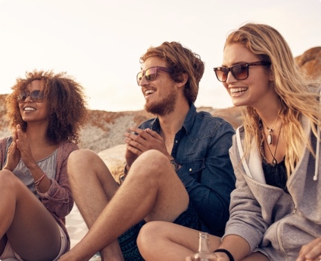 people laughing on beach